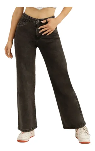 Jeans Tiro Alto Wide Leg De Mujer