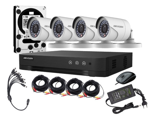 Kit Cctv Profesional Hikvision 4ch Hd 720p Dd 1tb 1mp