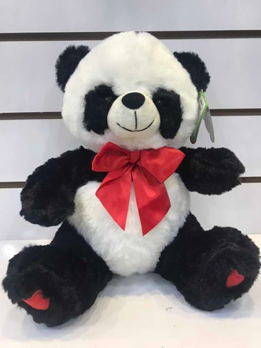 Urso Ursinho Panda De Pelúcia Médio Coração Laço Namorados