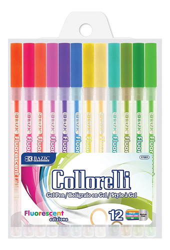 Bazic 12 Fluorescent Color Collorelli Gel Pen