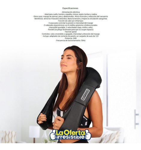 Imagen 11 de 11 de Masajeador Eléctrico Nappo Shiatsu 8 Rodillos Giratorios Loi