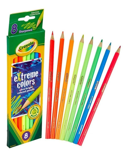Lápices Dibujo Neón Fluo Largos X 8 Colores Crayola 681120