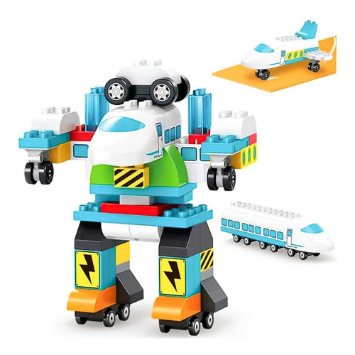 Set De Construccion Bloques Tren Y Robot 71 Piezas Niños