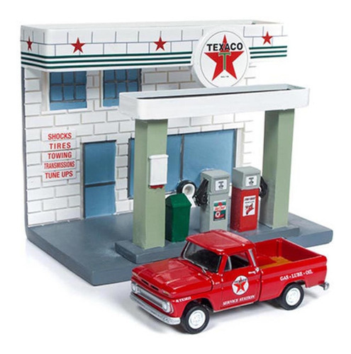 Diorama - Chevrolet Pickup 1965 & Texaco Posto De Gasolina