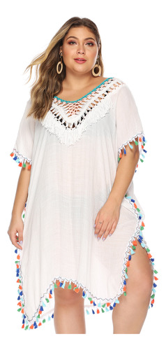 Vestido Holgado Con Blusa De Playa Sin Espalda Para Mujer De