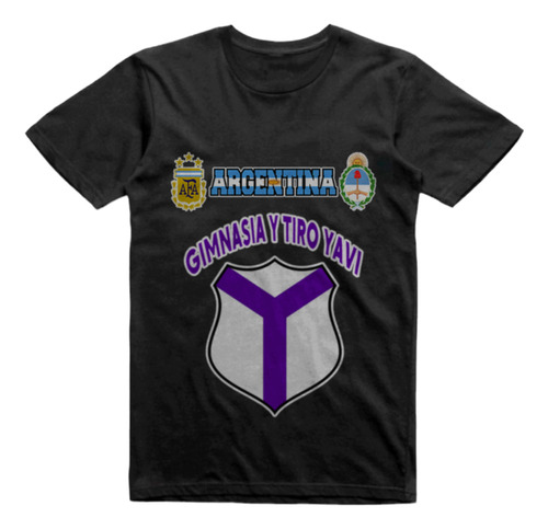 Remera Algodon Negra Gimnasia Y Tiro Yavi Jujuy