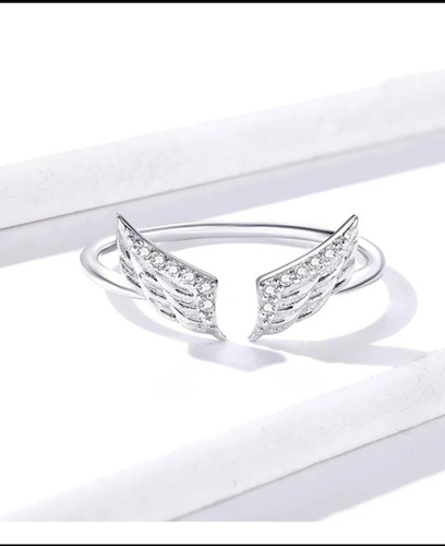 Anillo Alas De Angel Ajustable Plata Certificada Moda Mujer 