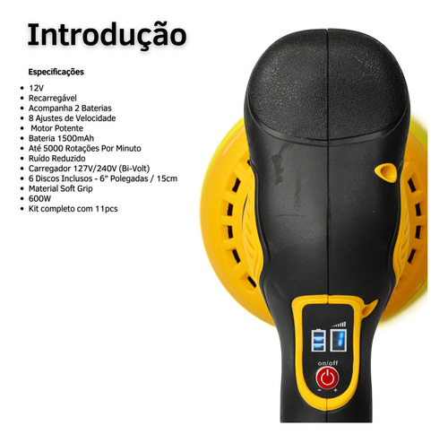 Politriz Automotiva Roto Orbital Sem Fio 12v B-tek Bt-dz43