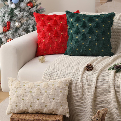 Fundas De Almohada Navideñas, 45 X 45 Cm, 2 Fundas De Felpa