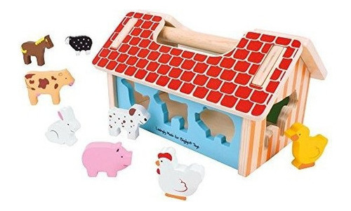 Bigjigs Toys Farm House Shape Sorter  Juguete De Madera Clas