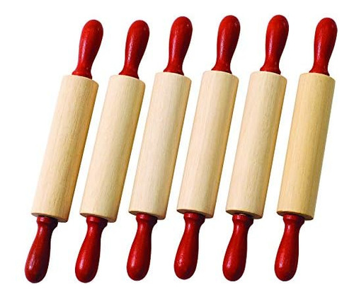Natural Wood Rolling Pins, Set Of 6, For Kids, Arts & C...