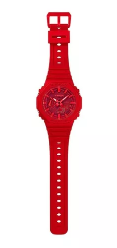 molestarse sobre Económico Reloj pulsera Casio G-Shock GA-2100 de cuerpo color rojo,  analógico-digital, para hombre, fondo bordó, con correa de resina color rojo,  agujas color rojo y blanco, dial rojo, subesferas color bordó y rojo,