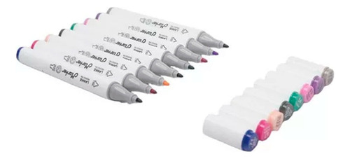 Marcador Rotulador Doble Punta Lanke Marker Valija Pack X24