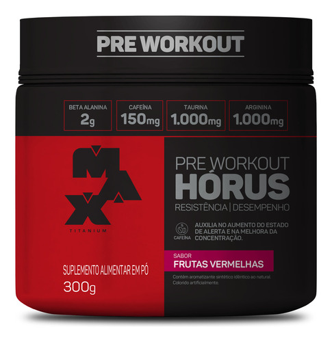 Combo 2x Pré Treino Horus 300g Beta Alanina Kit Max Titanium Sabor Frutas Vermelhas