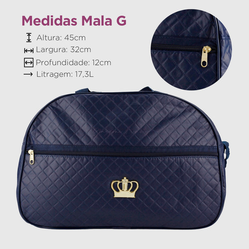 Kit Bolsa Mala Maternidade 2 Peças Reforçada Impermeável Menino Menina Cor Azul Marinho Mochila