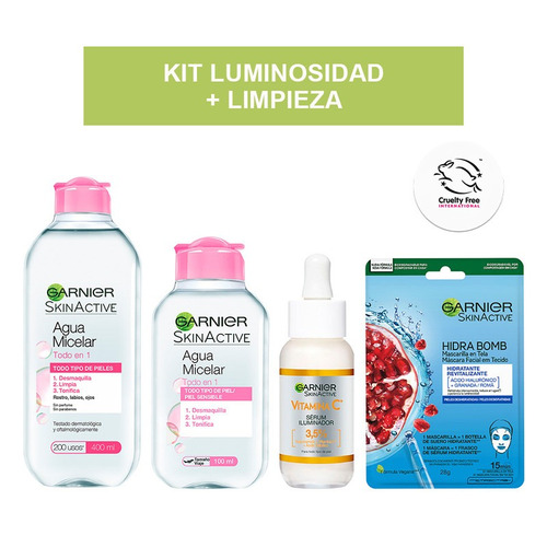 Kit Garnier: Aguas Micelares, Serum Vitamina C Y Mascarilla Momento de aplicación Día/Noche Tipo de piel Todo tipo de piel