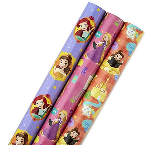 Hallmark Disney Princess - Papel De Regalo (3 Unidades, 1,13