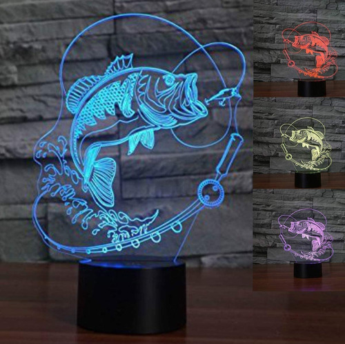 Yougifts Lámpara De Luz Nocturna De Peces De Pesca 3d Ilusió