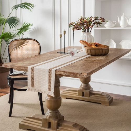 Mantel De Mesa Bohemio Y Rústico Con Flecos Para