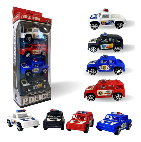 4 Carrinhos Da Policia A Fricçao Barato Carro Brinquedo