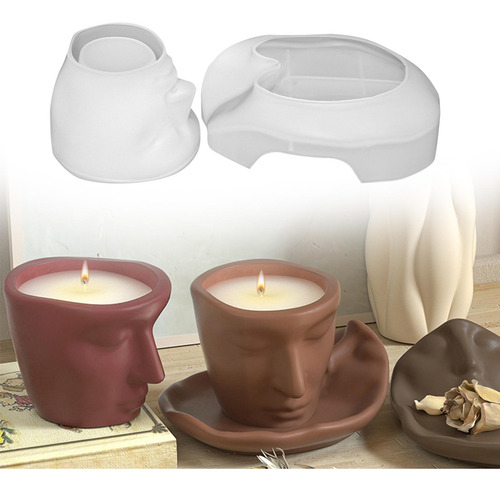 Modelo Abstracto De Rostro Humano Hecho De Taza Y Posavasos
