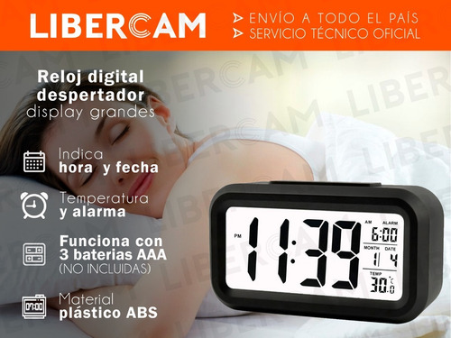Imagen 3 de 10 de Reloj Despertador Digital Cristal Liquido Alarma Temperatura
