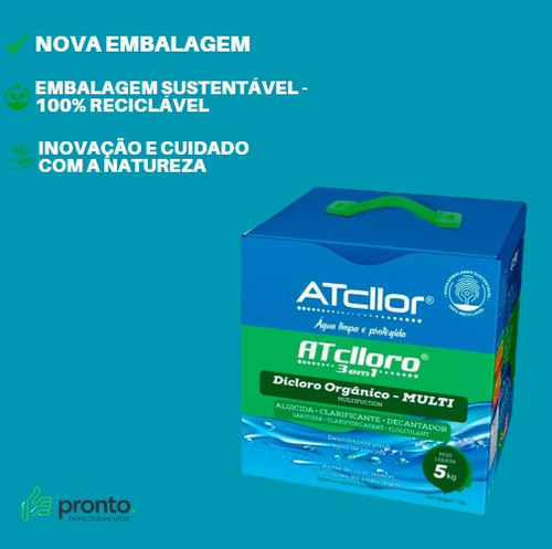 Cloro Algicida Para Piscina 3 Em 1 Atcllor 10kg