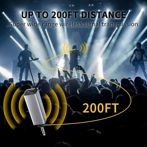 Microfono Inalámbrico Uhf Dual Con Receptor Recargable - 200