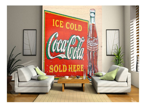 Adesivo De Parede Arte Retrô Coca Cola Mural 7m² Tra159