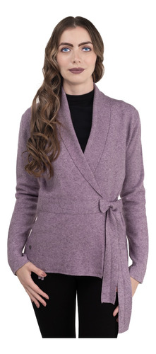 Sueter Cardigan Blazer Tejido Fino Stretch Lazo Elegante