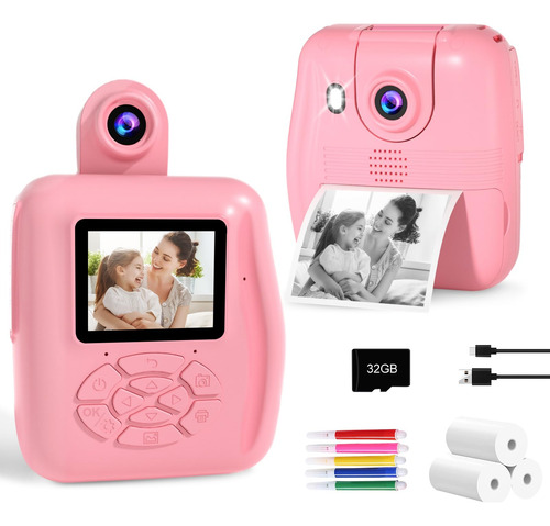 Cámara De Impresión Instantánea Prograce Kids 1080p Hd Con T