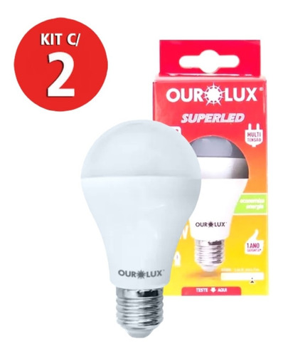 Kit 2 Lampada Superled Ouro 4,7w 6500k Bivolt Ourolux