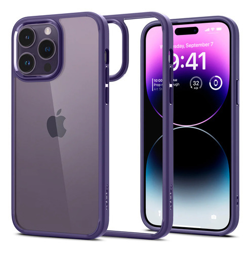 Funda Spigen Ultra Hybrid Deep Purple para iPhone 14 Pro, color: violeta