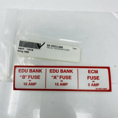 Gillig 59-19213-000 Edu/ecm Fuses Decal Eeh