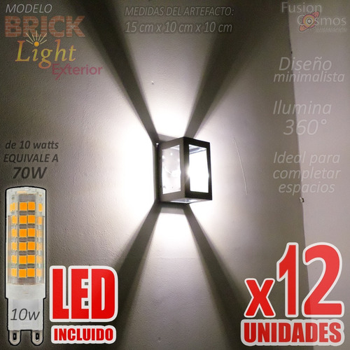 Aplique Pared Superbrillante Exterior Luz Led 10w Pack X12u