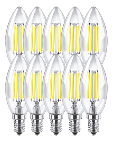 Pack X 10 Velas Led Filamento 4w = 40w E14 Macroled 3000k