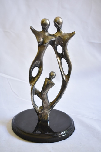 Antigua Abstracta Escultura Familia Bronce Plateado Mao Ee