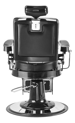 Silla de barbería Dompel Harley con respaldo reclinable con base redonda color negro
