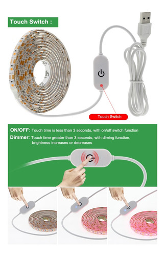 Usb 5v Led Touch Control Luz De Crecimiento For Plantas