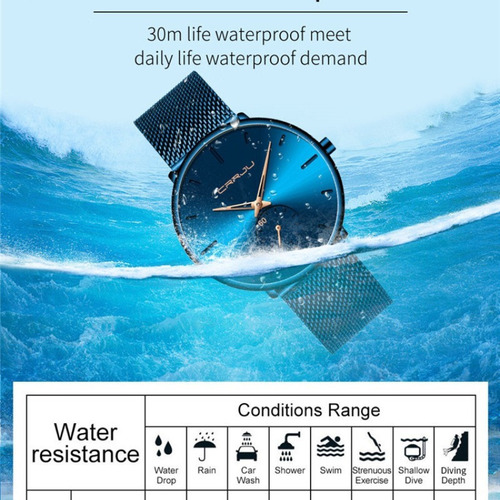 Reloj De Cuarzo Casual Analógico Crrju Mesh Belt Para Hombre