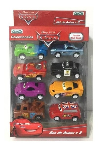 Cars Set 8 Autitos Con Rayo Mcqueen Y Mate Pull Back Ditoys