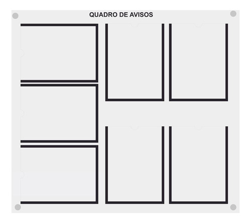 Quadro De Aviso Gestão Com 7 Displays A4 Acrílico Preto