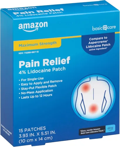 Parche Lidocaína 4% Amazon Basic Care Caja Con 15 Unidades