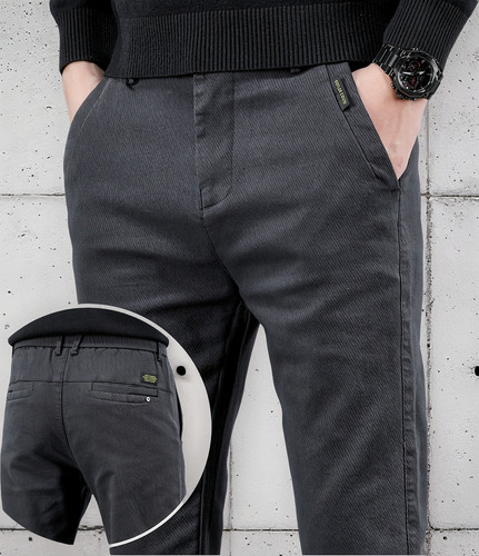Pantalones Casuales Elásticos De Fibra De Bambú De Corte Rec