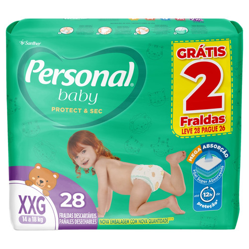 Fraldas Personal Baby Protect & Sec XXG