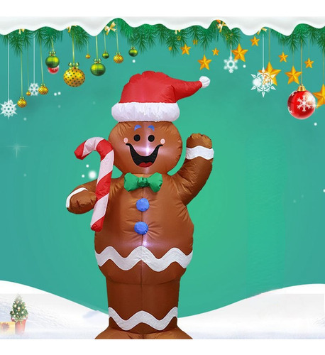 Adorno Navideño Jardín Inflable Hombre De Jengibre