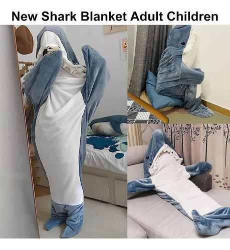 Bolsa De Dormir Cartoon Shark, Pijama, Cobertor, 210 X 90 Cm