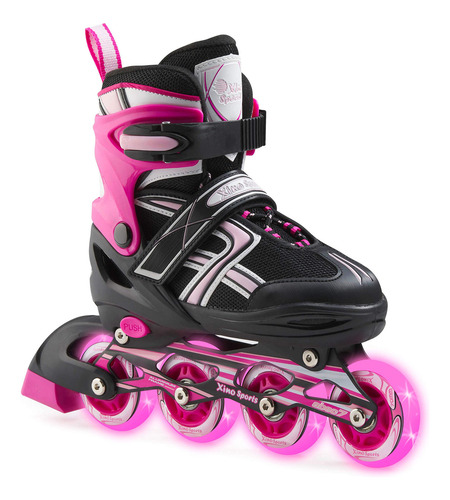 Patines En Línea Ajustables Para Niños Con Ruedas Led Talla De Los Patines 0 Mm Fuschia