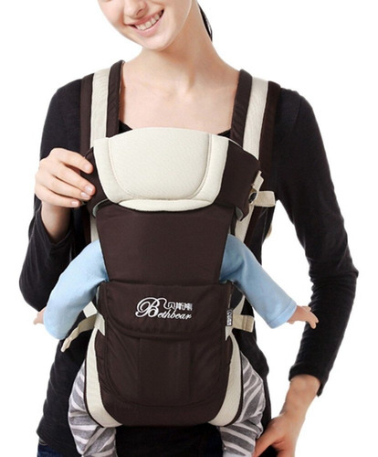 Bolsa Canguru Para Bebê Com Alça Almofadada Mil Toys Preto Cor Bege