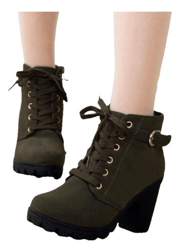 Botas Martin Con Tacones Gruesos, Botines Con Plataforma .